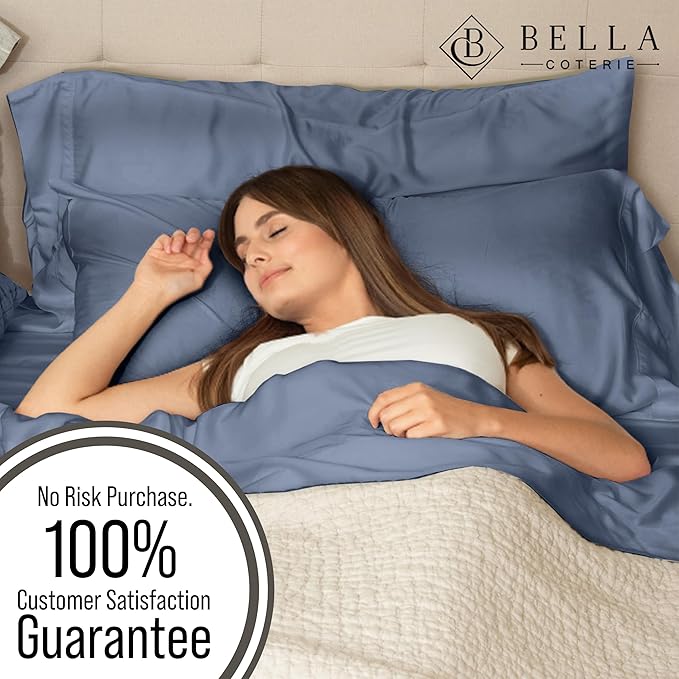 Bella Coterie | Luxury Bamboo Viscose Queen Size Pillowcase Set | 100% Organically Grown | Ultra Soft | Cooling | 2 Pcs [Slate Blue]