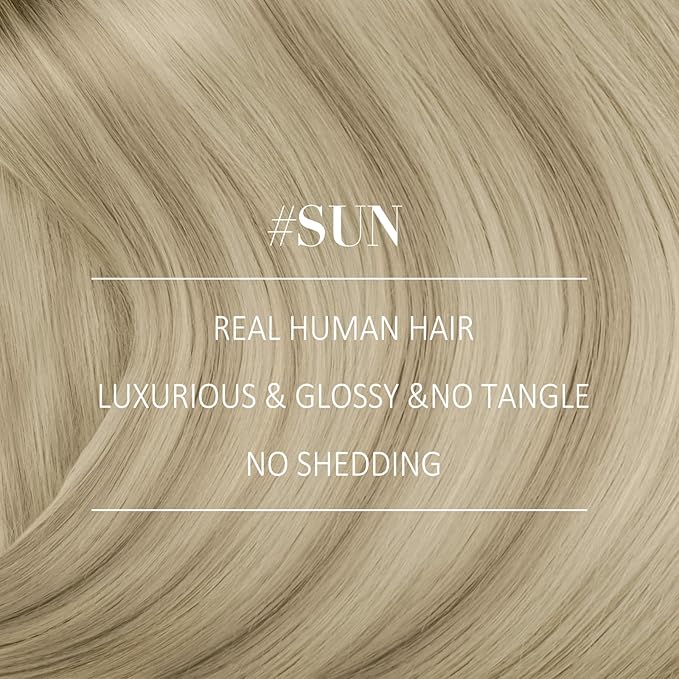 YoungSee Clip in Human Hair Extensions Ombre Blonde Hair Extension Clip ins for Women Ash Blonde Ombre Platinum Blond Highlights Straight Clip in Extensions Real Human Hair 7Pcs 85G 12Inch