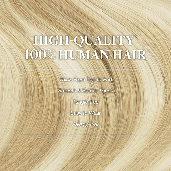 GOO GOO Clip in Hair Extensions Real Human Hair, Remy Human Hair Extensions Clip ins for Women, Natural Human Hair, 22inch 150g 9Pcs, 18D/22F Dirty Blonde Highlights