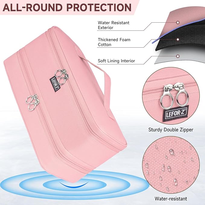 Travel Carrying Case Compatible with Shark Flexstyle Styler/FlexFusion/Hair Dryer,Double-Layer Hair Hot Tools Storage Bag Fits for Dyson Airwrap Styler/Supersonic Hair Dryer,Pink-Bag Only