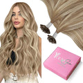YoungSee Balayage U Tips Hair Extensions Hot fusion Pre Bonded Utip Hair Extensions Human Hair Ombre Brown and Blonde Remy Hair Extension U Tip Hot Fusion K Tips Hair Extension for Women 18In 1G/S 50G