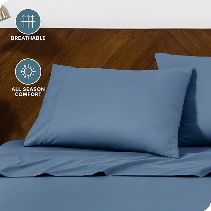 Bare Home Microfiber Pillow Cases - Standard Size Set of 2 - Cooling Pillowcases - Double Brushed - Easy Care - Envelope Closure (Standard Pillowcase Set of 2, Coronet Blue)