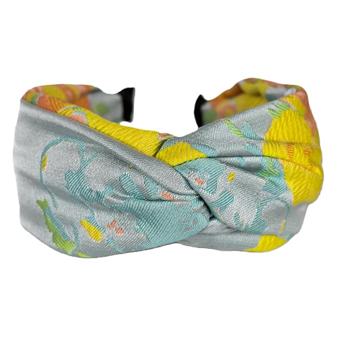 Prodaylab Twist Knotted Headbands for Women Trendy Fabric Embroidery Hair Elastics Wide Hair Bands Soft Non Slip Accessories Hairband for Girls (Sunflower)