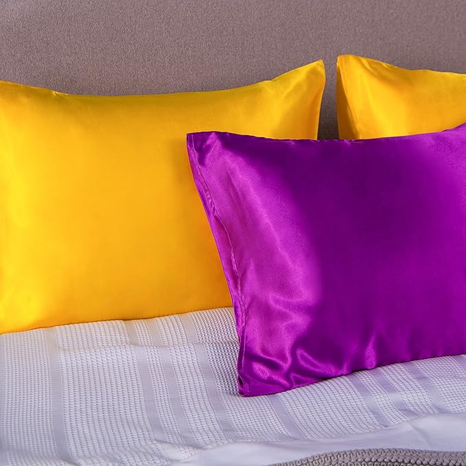 NTBAY 2 Pack Satin King Pillowcases for Hair and Skin, Luxurious and Silky Pillow Cases with Envelope Closure, 20x40 Inches, Purple