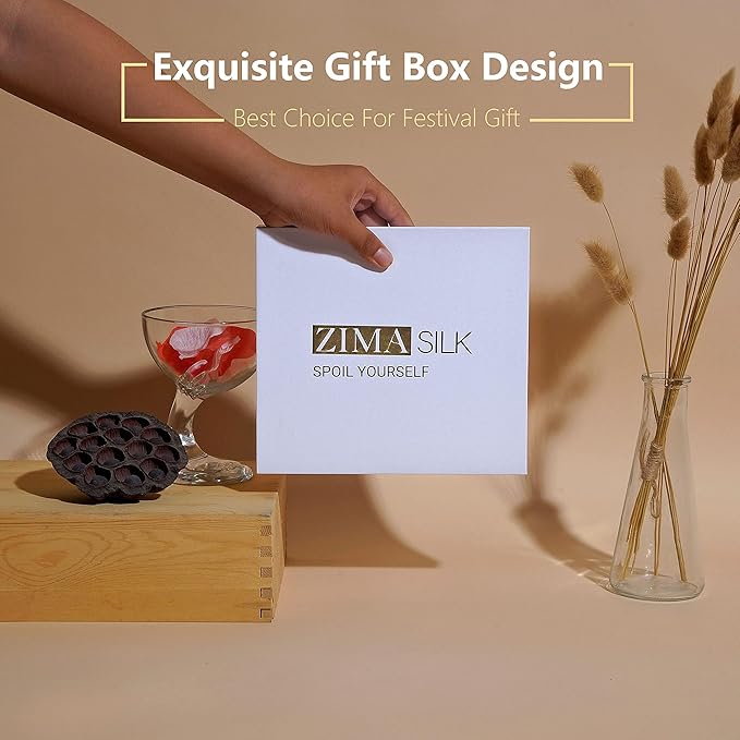ZIMASILK 22 Momme Silk Pillowcase for Hair and Skin - 100% Pure Mulberry Silk with Hidden Zipper, Grade 6A Luxury Pillow Case for Women, Soft & Durable, Gift Box (Standard 20"x26" Beige)