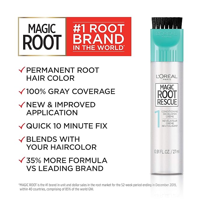 L’Oréal Paris Magic Root Permanent Hair Color, 10 Minute Hair Dye Kit to Rescue Roots with 100% Gray Hair Coverage, Light Golden Brown, 2 Pack (Packaging May Vary)