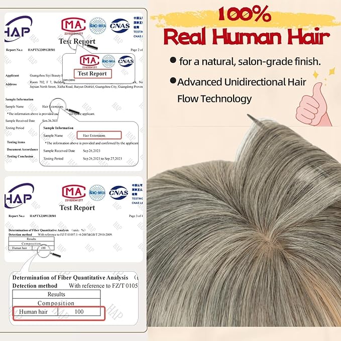 Rich Choices Human Hair Toppers for Women-100% Real Remy Hair Topper with 3D 360°Bang-Upgraded 150% Density 9 * 12CM Lace Base-Clip in Hairs topper for Thinning Hairs-14Inch #G3 Salt and Pepper Grey