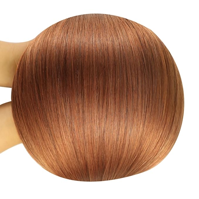 YoungSee Copper Hair Extensions Clip ins Light Copper Clip in Real Hair Extensions Colorful Clip ins Hair Extensions Human Hair Short Straight Hair 12Inch 80g 7Pcs