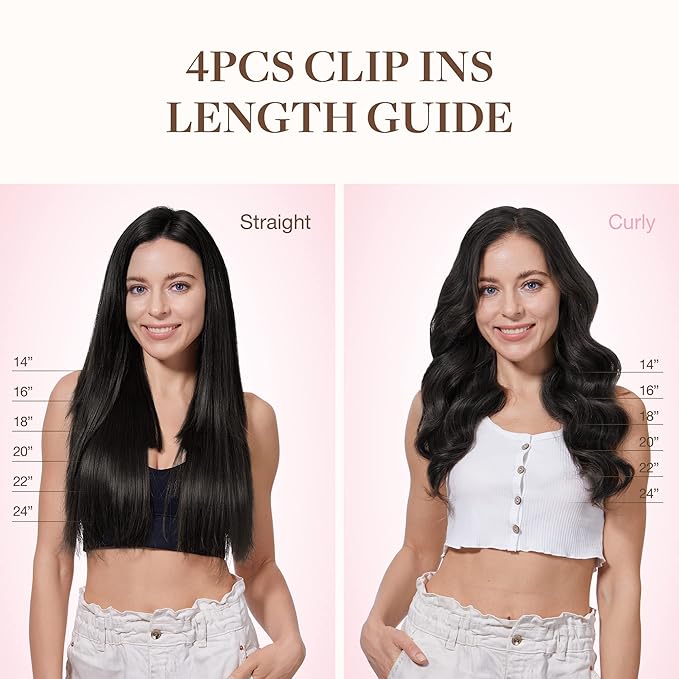 GOO GOO Clip in Hair Extensions Real Human Hair, Remy Human Hair Extensions Clip ins for Women, Natural Human Hair, 18inch 70g 4Pcs, 1B Natural black