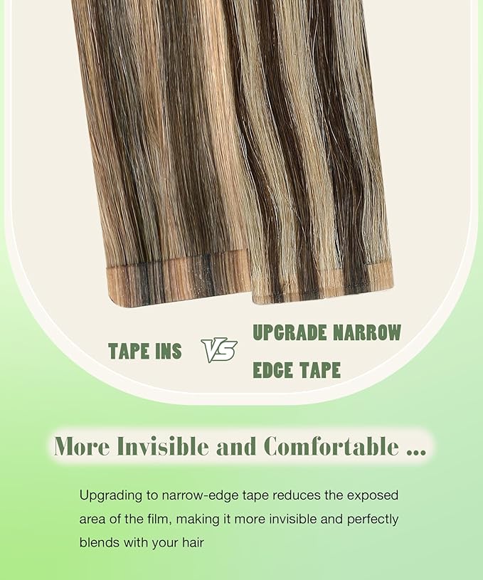 SURNEL Tape in Hair Extensions Human Hair 14 inch #4P27 Chocolate Brown Highlighted Caramel Blonde Tape Hair Extensions 20pcs 50g(#4P27-14)