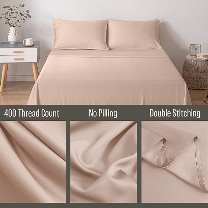 Bella Coterie | Luxury Bamboo Viscose Queen Size Pillowcase Set | 100% Organically Grown | Ultra Soft | Cooling | 2 Pcs [Dusty Rose]