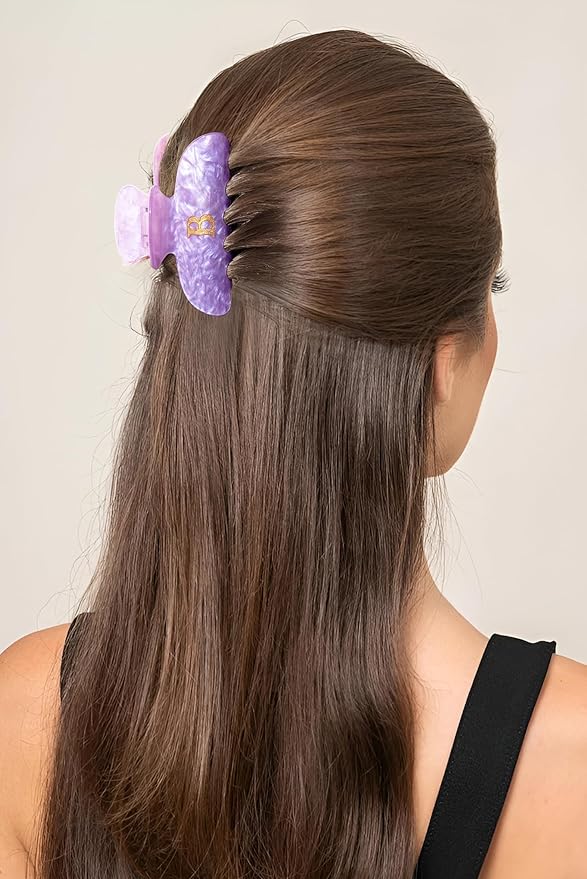 Acrylic Letter Hair Clips for Women -Purple Monogram Hair Claw Alphabet Large Hair Clip, Fashion Glitter Claw Clips Elegant And Durable Hair Accessory, Letter B