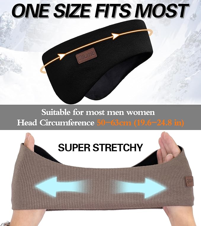 Winter Ear Warmer Headband for Men Women Double-Layer Knit Ear Muffs Cover with Fuzzy Lining for Running and Cycling (Rose Pink, One Size)