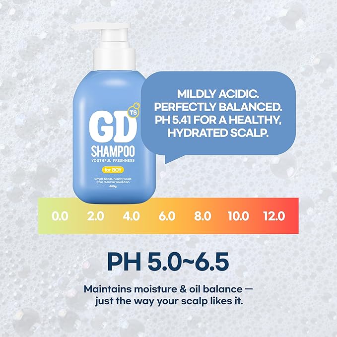 TS GD Shampoo for Flake Prone, Uncomfortable Scalp (14.1 Fl Oz) For Youth & Teens | Gentle Scalp-Care Routine | Silicone, SLS, SLES Free | Korean Hair Care (Blue)