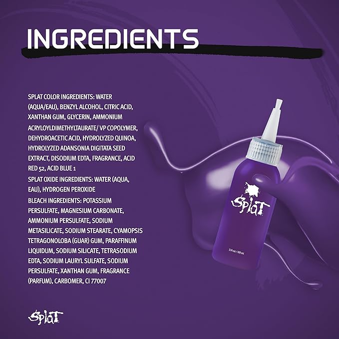 Splat Lusty Lavender Semi Permanent Hair Dye Kit with Bleach, 1 Application, Includes Purple Hair Dye, Oxide & Bleach Powder, Vegan & Cruelty Free Hair Color