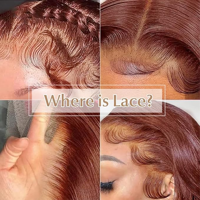 AMIRTY 250 density 30 Inch Dark Ginger Wig Human Hair Pre Plucked 13x4 Auburn Colored Lace Front Wigs Body Wave Glueless Wigs Human Hair HD Lace Frontal Reddish Brown Human Hair Wig