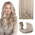 Pro2.0 Clip in Hair Extensions Real Human Hair 120g Thick 7pcs Color #18p1000 Ash Blonde with Bleach Blonde Remy Real Human Hair Extensions Clip ins 14inch Double Weft（#18P1000-14inch）