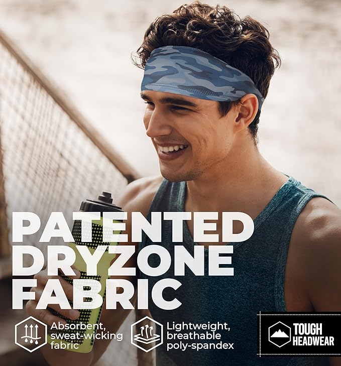 Tough Headwear Tough Outfitters Headband for Men - Mens Headbands - Working Out Sports Performance Head Bands - Athletic Cycling Running Sweat Band, Football Headbands - Sweat Bands Men/Women
