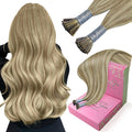 YoungSee Itip Hair Extensions Brown Highlight I Tip Hair Extensions Human Hair Light Brown Highlight I Tips Hair Extension 18In 60s 50g Hair Extensions I-Tip Remy Human Hair