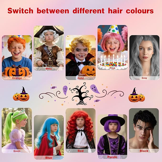 Red Temporary Hair Color Spray for Kids, Silver Instant Colored Hair Dye Alternative for Boys Girls Men Women, Quick Styling for Party Christmas Halloween, Disposable Washable, 150ml