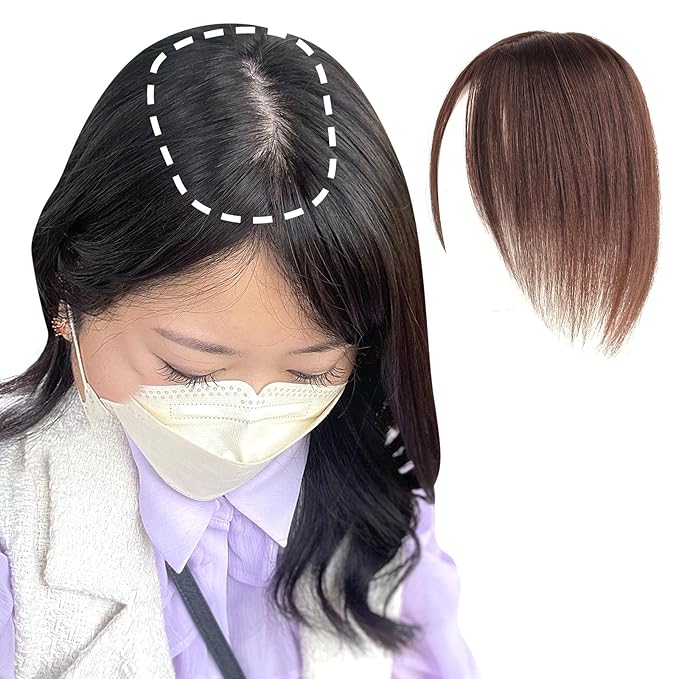 Real Human Hair Topper Pieces Double-Monofilament Top Hand-Tied Mid Length for Women Thinning BHADS914 (3 Natural Brown × Hair Length:9.8"(25cm), Base Size:3.5"×5.5"(9cm×14cm))
