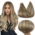 Full Shine Tape in Hair Extensions 20Inch Blonde Real Human Hair Tape in Extensions Color 6 Brown Ombre 6 And 60 Blonde Remy Invisible Hair Extensions Tape ins 50G 20Pcs Double Sided Tapes Straight