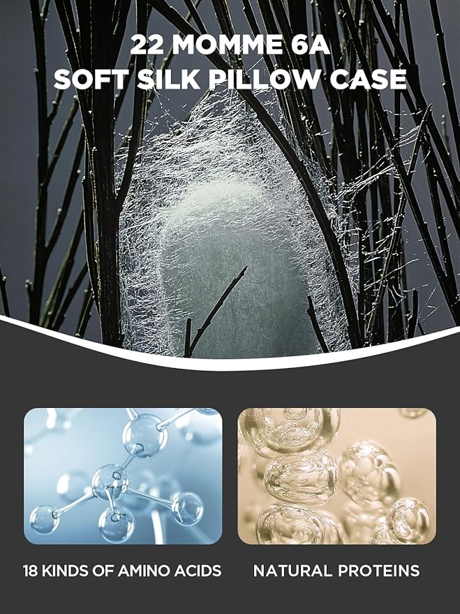 Mulberry Silk Pillowcase for Hair and Skin, SGMSILK 22 Momme Natural Silk Pillow Cases with Zipper, 6A Soft and Smooth Single Sided Pure Silk Pillow Cover (Black, King 20"x36")