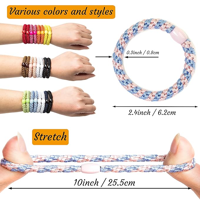 J.CARP 8Pcs Mixed color Hair Ties for Women Girls, Elastics Hair Bands Ponytail Holders, No Damage No Crease Hair Elastics, Perfect for Girls and Women with Thick or Curly Hair, Style 18
