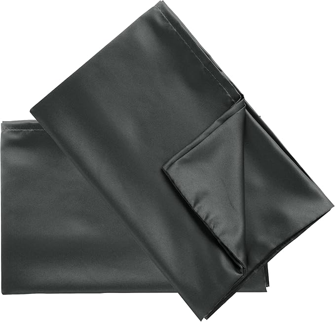 uxcell 2 Pack Silk Satin Pillowcase for Hair and Skin, Cool, Silky, Soft Breathable Pillow Cases Travel Size 14x20 Inch Sateen Pillowcase Black with Envelope Closure