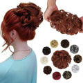 Messy Bun Hair Piece Wavy Curly Scrunchies Fluffy Donut Thick Updo Elegant Chignon Hairpieces for Women Girls, Light Brown Mix Light Auburn 1.4oz