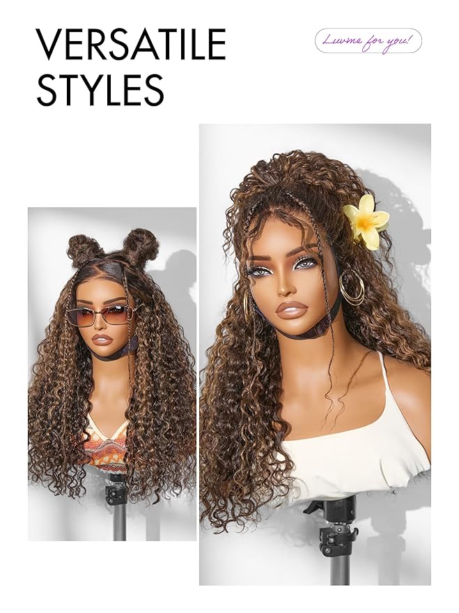 LUVME HAIR 7x6 HD Lace All-Day Comfort Wig PartingMax Lace Wigs Water Wave Curly Lace Front Wigs Human Hair Pre Cut Plucked Lace Frontal Glueless 20 Inches Hlighlight Color
