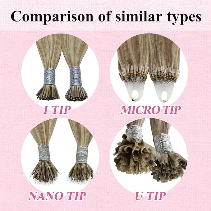 YoungSee Micro Beads Hair Extensions Brown Highlight Micro Loop Hair Extensions Human Hair Light Brown and Blonde Highlight Microlink Hair Extension Human Hair for Long Hair 24In 50s 50g