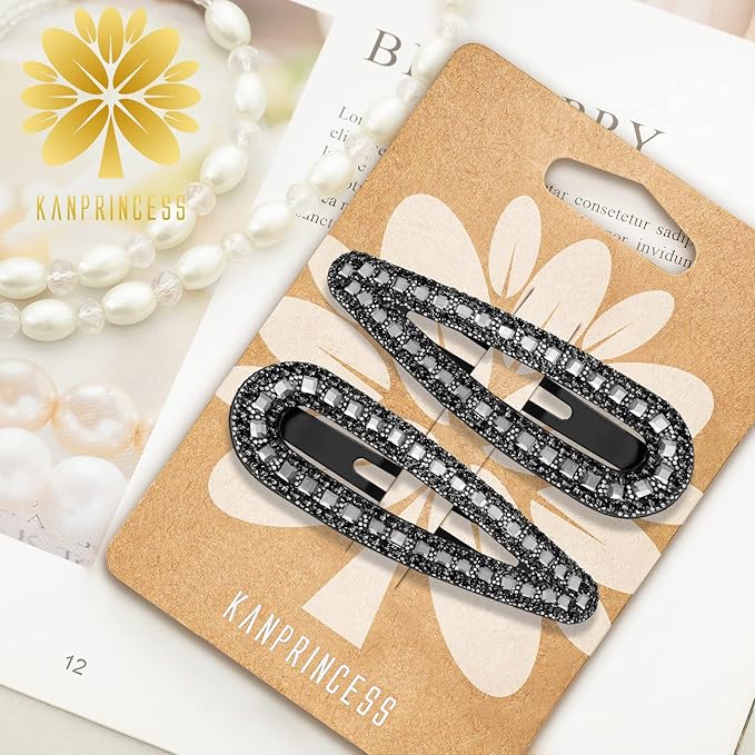 2PCS Rhinestone Hair Clips,Snap Hair Accessories,Decorative Hair Clips,Rhinestone Barrettes For Women Girls(SET16)