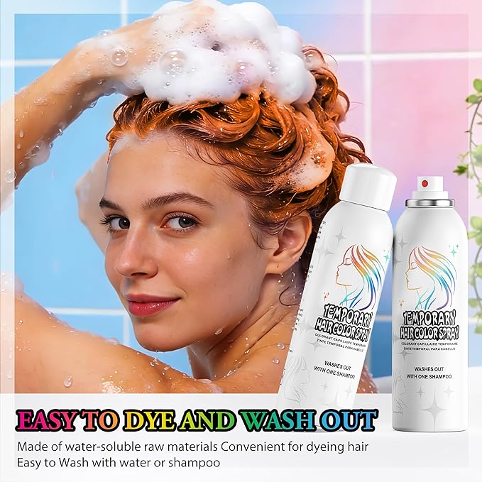 Temporary Hair Color Spray | 150ml Instant Hair Spray for Adults & Kids | Washable & Non-Sticky, Gentle Formula, Orange | Halloween, Cosplay, Costume Party, Festivals