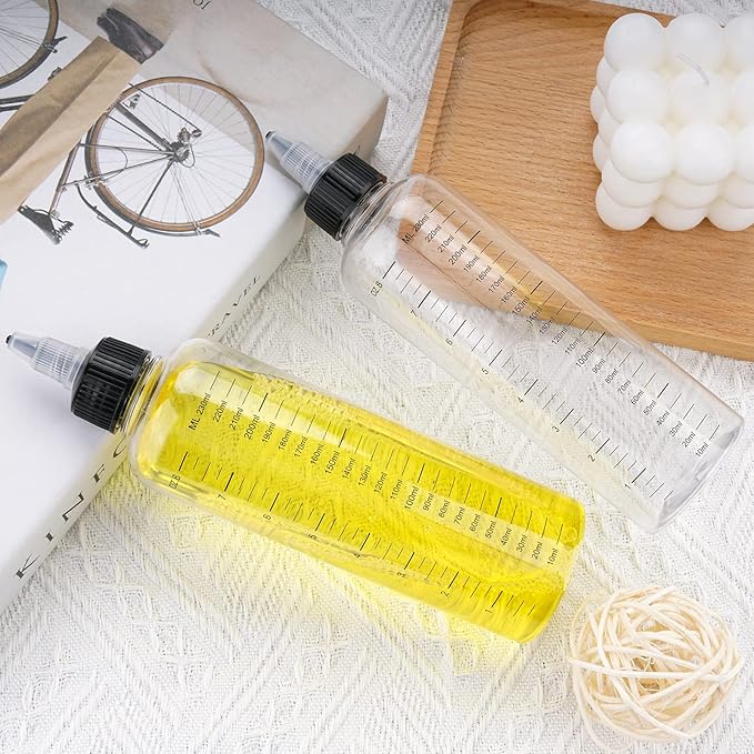 Cosywell Applicator Bottle for Hair Dye 8.5oz 6 Pack With Graduated Scale, Twist-On Top Tip Cap, Empty Plastic Color Oil Squeeze Bottles