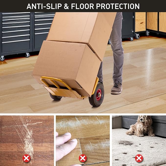 2'x20' Vinyl Runner Rug for Hallway, Clear Waterproof Kitchen Mat for Floor, Non-Slip Plastic Floor Mat for Entryway, Easy Clean Durable Area Mat for Bedroom, Laundry Room