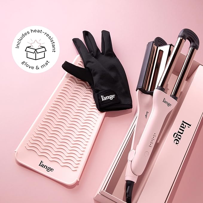 L'ANGE Hair VersaWaver Adjustable Titanium Waver | Pick 19mm or 32mm Waves with 1 Tool | Titanium 3-Barrel Waving Tool | Cool Tip Also Rotates Barrel to Change Wave Lengths (Blush)