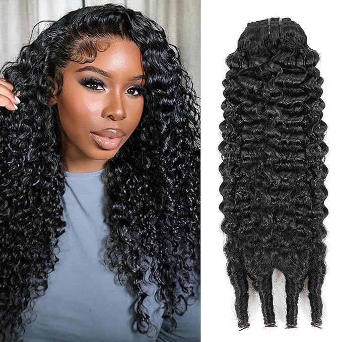 16 inch Burmese Curly Clip ins Human Hair Extensions #1B Natural Color Burmese Curly Clip in Hair Extensions For Women Brazilian Virgin Clip on Hair(16 Inch)