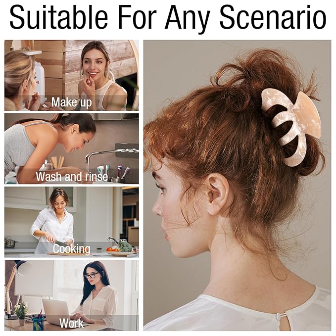 Jayongnee Clips for Women - Octopus Claw Clip - Hair Clips for Long and Thick Hair, Non-Slip Big Claw Strong Hold Hair Unbreakable 3 PCS (claw clip-A)