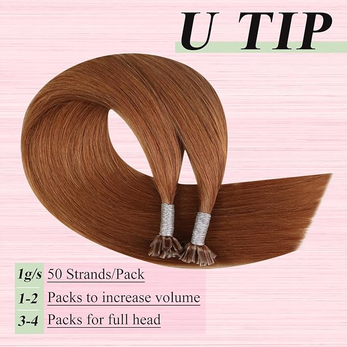 YoungSee U Tip Hair Extensions Copper U Tips Human Hair Extensions Copper Hair Utip 20In 50s/50G