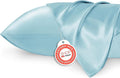 Bedsure Satin Pillowcases, Similar to Silk Pillow Cases Queen Size Set of 2, Pillow Case for Sleeping Women with Envelope Closure, Gifts for Women Men, Aqua, 20x30 Inches, 2pcs