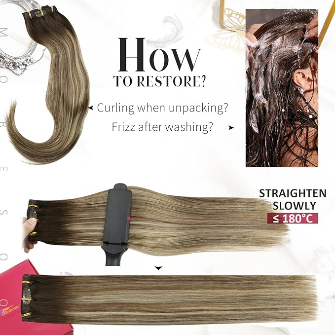 Moresoo Real Hair Extensions Clip in Human Hair Dark Brown to Light Brown Balayage Clip Extensions Medium Blonde Hair Extensions Real Human Hair Clip ins Straight Hair 7 Pcs 120G 20 Inch