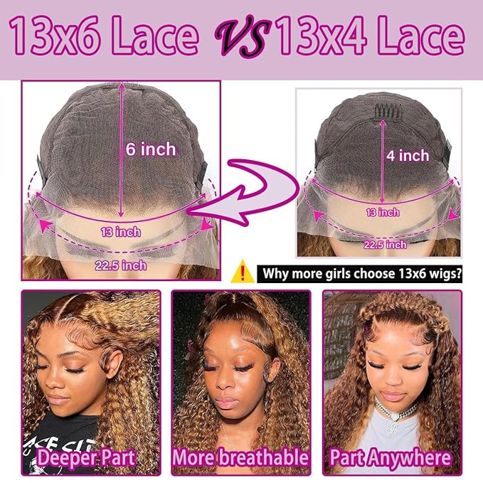 P4/27 Highlight Curly Human Hair Wig 13x6 Ombre Deep Wave Lace Front Wig Human Hair Pre Plucked 210% Density Honey Blonde Deep Wave Wigs for Women Glueless HD Lace Frontal Wig 26 Inch