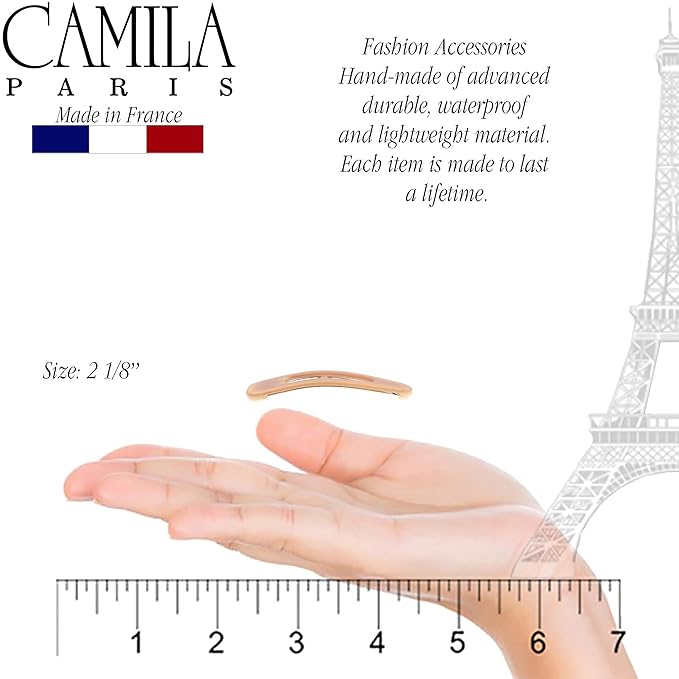 Camila Paris CP3090 French Hair Barrettes Clips, Snap Hair Slides Clic Clac for Women, Styling Girls Side Slide-in Metal Snap Pin Hair Accessories for Women. Strong Hold, No Slip Grip, Made in France