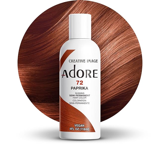 Adore Semi Permanent Hair Color (072 Paprika) | Vegan & Cruelty-Free Orange Hair Dye | No Ammonia, No Peroxide, No Alcohol | 4 Fl Oz (Pack of 1)