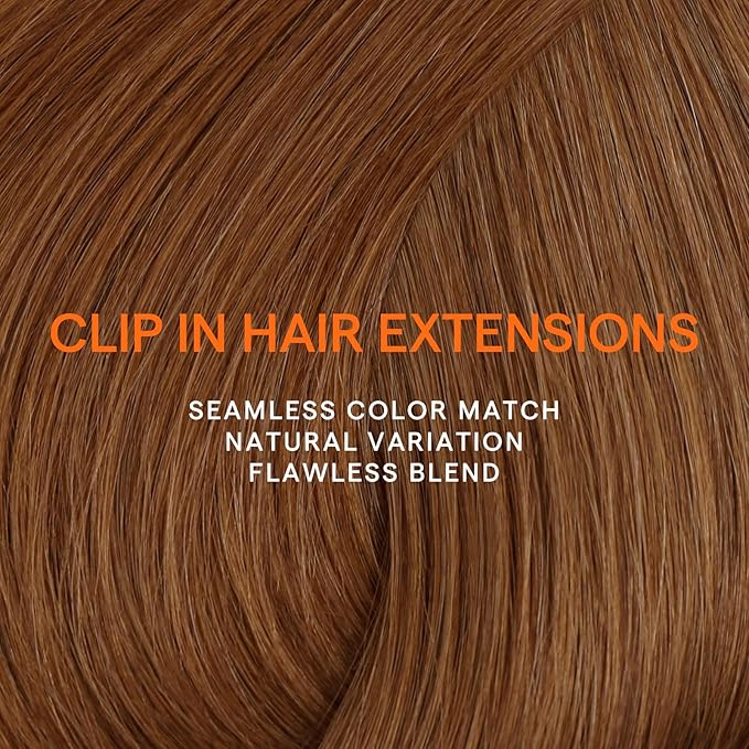 Full Shine Auburn Hair Extensions for Women Ginger Clip in Hair Extensions for Party 20 Inch 120 G 7 Pcs