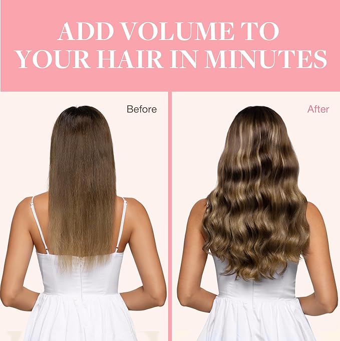 GOO GOO Clip in Hair Extensions Real Human Hair, Remy Human Hair Extensions Clip ins for Women, Natural Human Hair, 16inch 120g 7Pcs, 4/27/4 Balayage Chocolate Brown to Caramel Blonde