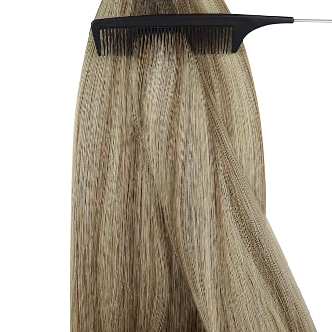 YoungSee Nano Ring Hair Extensions Brown Balayage Nano Beads Hair Extensions Human Hair Dark Brown Ombre Light Brown with Blonde Ombre Nano-Link Hair Extension Real Hair Cold Fusion 22inch 50s 50g