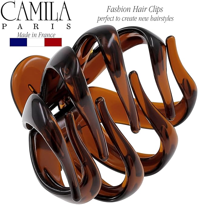 Camila Paris AD704 Small French Octopus Hair Clip for Women Thick Hair for Long Curly Wavy Hair, Girls Hair Claw Clips, Styling Big Claw Clip for Thick Hair, Strong Hold No Slip Grip, Made in France