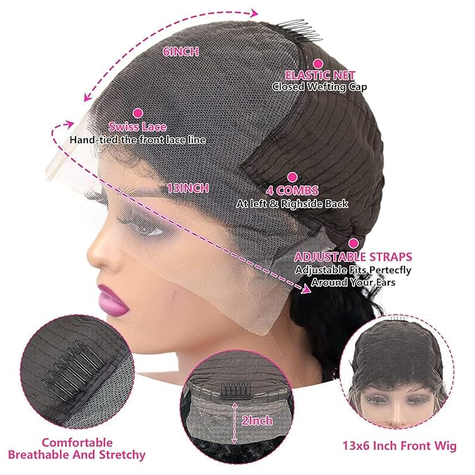 38 Inch 13x6 Straight Lace Front Wigs Human Hair 200 Density HD Transparent Lace Frontal Human Hair Wigs for Women Glueless Wig Pre Plucked Natural Color